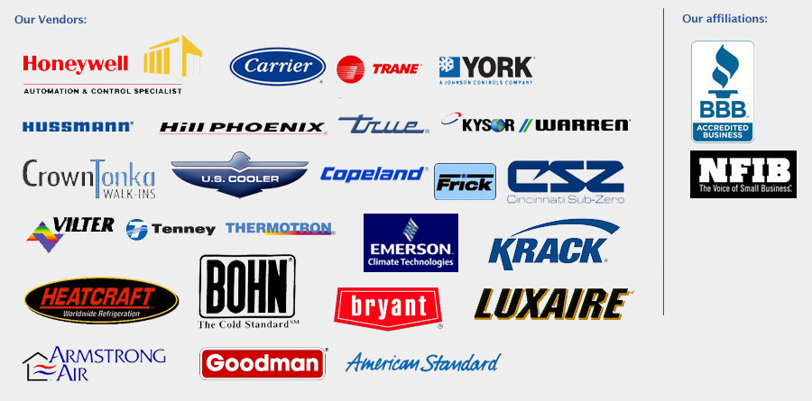 BBB, honeywell,carrier, trane, york, hussman, hill phoenix, true, kysor warren, crown tonka, us cooler, copeland, frick, csz, vilter, tenney, thermotron, emerson climate, krack, heatcraft, bohn